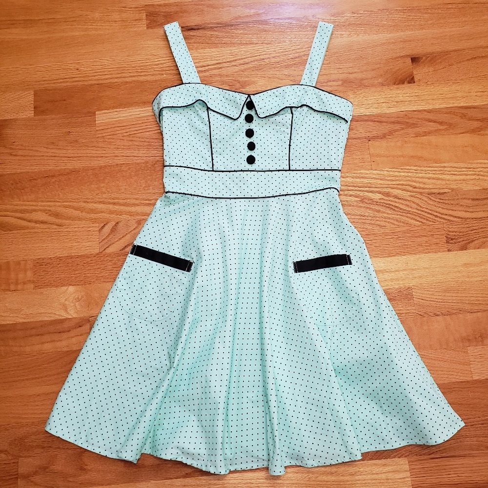 Hell Bunny mint green pinup style dress